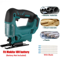 21V Cordless Jig Saws Electric Saw 4 Speed Multi-Function Woodworking Scroll Cutter Jigsaw Wood Metal Blades For Makita Battery