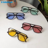 Korean Fashion Flat top Rectangle sunglasses for women brand design Candy-colored sun glassses tom Ford oculos de sol masculino