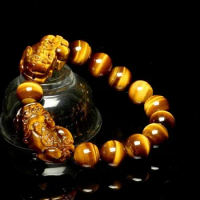 Nature Feng Shui Bracelets Men Tiger Eye Beads Wristband Bracelets for Women Pixiu Wealth and Good Luck Bracelet Jewelry pulsera