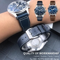 20mm 21mm 22mm Genuine Leather Watchband Fit for IWC Pilot's Watch IW3777 PORTOFINO Mark 18 Black Blue Brown Strap Bracelets Men