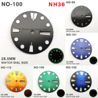 28.5mm Watch Dial Modified Dial Green Luminous Calendar Watch Face Watches Accessories for Seiko NH35A Movement NH35/NH36A