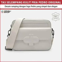 TAS SELEMPANG KULIT PRIA PEDRO ORIGINAL SLING BAG BRANDED LOGO PEDRO ICON SIMPEL ELEGAN PUTIH KREM P