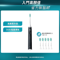 【組合1+5】買飛利浦音波震動/電動牙刷-小羽刷黑HX2421/05(附5刷頭HX2025/02)