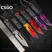 CSGO Peripheral Tether Straight Knife Outdoor Camping Survival Hunting Knife Diving Leggings Self-Defense Knife