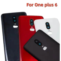 For OnePlus 6 Original Back Battery Cover Door Rear Glass For One plus 6 Battery Cover 1+6 Housing Case with Camera Lens