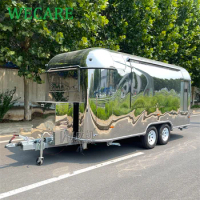 WECARE Airstream Bar Coffee Trailer Mobile Restaurant Car Fast Food Track Bakery Taco Truck Trailer with Full Kitchen Equipment
