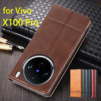 Deluxe Magnetic Adsorption Leather Fitted Case for Vivo X100 Pro Flip Cover Protective Case Vivo X100 Pro Capa Fundas Coque
