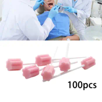 100Pcs Teeth Cleaning Sponge Portable Disposable Oral Care Sponge Swab for Tongues Coating Oral Cleaning Bad Breath Breath