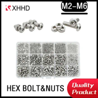 M2 M3 M4 M5 M6304 Stainless Steel Hexagon Screw Nut Set Screw Combination Bolt Thread Hexagon Motorcycle Fairing Scre Assortment