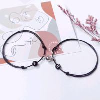 GELANG COUPLE MAGNET HURUF PIPIH / GELANG MAGNET / GELANG TALI VINTAGE COUPLE / KADO UNTUK PASANGAN