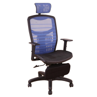 DFhouse 傑克曼電腦辦公椅(附腳凳)(藍色)