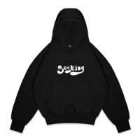 Seeking - Hoodie Boxy Oversized 400gsm Font Make It Black