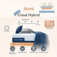 Domi Cloud Hybrid Mattress 28cm / Kasur Pocket Spring Green Tea Latex / Open-Cell Memory Foam 140 x
