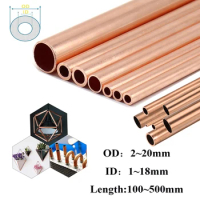 1pcs Red coppers Tubes Length 100mm~500mm OD 2~20mm ID 1~18mm Coppers straight pipe Coppers Metal Pipe Tubing