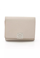 LOEWE 二奢 Pre-loved LOEWE anagram Trifold wallet trifold wallet compact wallet leather Light gray