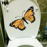 YOJA 20X19.6CM Yellow Beautiful Butterfly Childern Bedroom Wall Sticker Home Decor WC Toilet Decal T1-2117