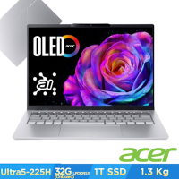 Acer 宏碁 Swift Go SFG14-74-79P0 14吋Copilot+ PC AI 輕薄筆電(CU7-255H/32GB/1TB/Win11)
