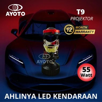 SEPASANG LAMPU LED MOBIL DEPAN UTAMA PROJECTOR MINI HEADLAMP T9 H4/HS1 55 WATT
