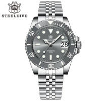 Replica Watch Gray Dial Stainless Steel Nh35 Watch Steeldive 41mm Steeldive Brand and Sapphire Men Diver Watches Reloj Hombre