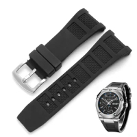 uhgbsd Rubber Strap For IWC Engineer Series IW378507 IW323401 Notched Black Watch Strap 30mm Band