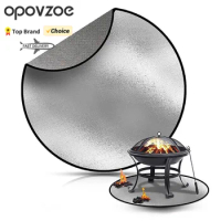 Round Fire Pit Mat Grill Mat for Grass Lawn Deck Patio Protection Outdoor Fireproof Chimineas Mat for Deck Fire Pit Accessories