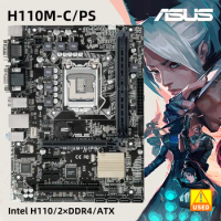 ASUS LGA 1151 Motherboard Intel H110 Used Mainboard H110M-C/PS for 6th Core i3 i5 i7 6300 6500 6700 CPU Micro ATX 2xDDR4 DIMM