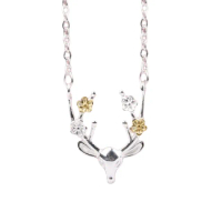 【Sayaka 紗彌佳】項鍊 飾品 Christmas風格梅花鹿造型項鍊 聖誕節 交換禮物(-麋鹿角)