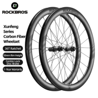 ROCKBROS Wheelset Ultralight Cycling Road Disc Carbon Wheelset Tubeless Rim Tape 50mm Ratchet System 36T Road For Racing Bike