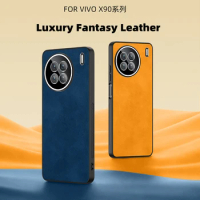 For VIVO X90 Pro Plus Case Luxury Leather Camera Glass Protective Case For VIVO X 90 X80 X70 X60 Shockproof Cover VIVO90X Funda