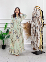 Dress Eve Bigsize Plisket Motif Bunga