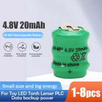 4.8V 20mAh Ni-MH Rechargeable Battery With Solder Pins For PLC Data Backup Power LED Torch Clock Lenser 7575 Button Cell Coin