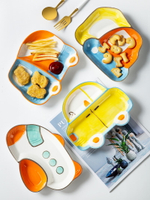 兒童餐盤分格男孩陶瓷分餐盤子分隔家用可愛寶寶飯盤幼兒園早餐盤