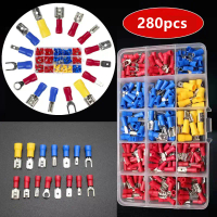ขั้วต่อสายไฟหุ้มฉนวนคละ 280 ชิ้น Assorted Crimp Spade Terminal Insulated Electrical Wire Cable Conne