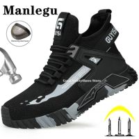 High-top Men Safety Shoes Steel Toe Men's Work Shoes Puncture Proof Work Sneaker Male Protective Footwear Man Work Safety Boots