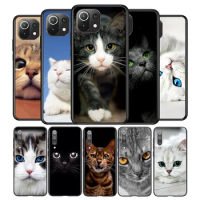 Cute Cat Staring Eyes Silicone Cover For Xiaomi Mi Note 11 11T 11i 10i 10T 10 9 9T 9 SE Lite Pro Ultra Black Phone Case