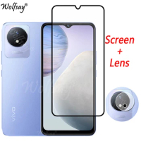 Full Cover Tempered Glass For Vivo Y02 Screen Protector Vivo Y02 Y02S Y01 Y11S Y22 Y16 Y35 V25E Camera Glass For Vivo Y02 Glass