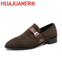 Mens Dress Shoes Fashion Men's Shoes Casual Suede Oxford Shoes For Men Slip-On Loafers Male Monk Strap Footwear Plus Size 38-48