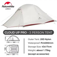 TENDA CLOUD UP PRO TENT SERIES NATUREHIKE CNK2350WS020 GREY 3P