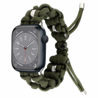 Nylon Paracord Band For Apple Watch Ultra Series 8 7 SE 6 45mm 44mm 41mm 40mm Sport Climbing Strap iWatch 5 4 3 42mm 38mm Correa