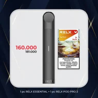 RELX Bundle Essential Black Device and Pod (Isi 1 Pod) Iced Tea