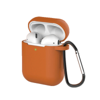 【General】AirPods 保護套 保護殼 無線藍牙耳機充電矽膠收納盒- 杏橘(附掛勾)