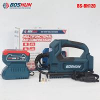 Máy bơm hơi pin BOSHUN BS-BH120, 120w, Nặng 940gram, Áp suất tối đa 120 psi, Màn hình led
