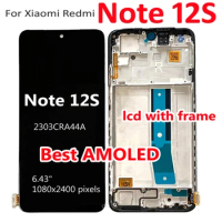6.43'' Best Amoled LCD For Xiaomi Redmi Note 12S Note12S Display Screen Touch Panel Digitizer Assembly + Frame Replacement