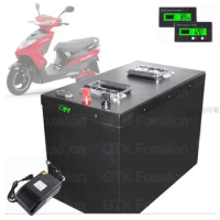 Lithium ion deep cycle battery 72v 60Ah li ion ebike battery electric moped scooter motorcycle EV RV + 50A BMS + 10A Charger