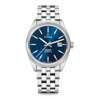 TITONI瑞士梅花錶 宇宙系列 878 S-612 新穎鋸齒風格腕錶/藍 41mm
