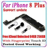 Original For iphone 8 plus motherboard With/NO Touch ID Logic Board Mainboard Unlocked For iPhone 8 Plus / 8Plus Clean iCloud