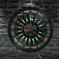 Gamble Room Sign Game Roulette Vinyl Record Wall Clock Modern Design Home Decor Wall Watch Casino For Game Lover Gift