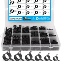 420Pc 6-19mm Spring Hose Clamp Band Fuel Hose Clamp Black Silicone Pipe Clamp Low Pressure Air Clip Clamp Assortment Kit пружина