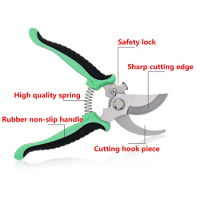 Pruning Shear Stainless Steel 19cm Tree Cutter Gardening Scissor Cutting Tools Set Anti-slip Home Tools 1pcs