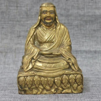 bi001606 7 Tibet Classical Bronze Copper Gold Buddhism Tantric Arhat Buddha Statue